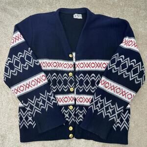 Vtg Sz M Minnesota Woolen Knit sweater Fair Isle Wool Cardigan 1960’s Nordic